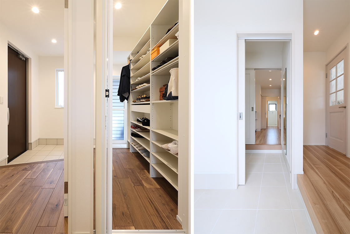 家事動線とつながるガレージ