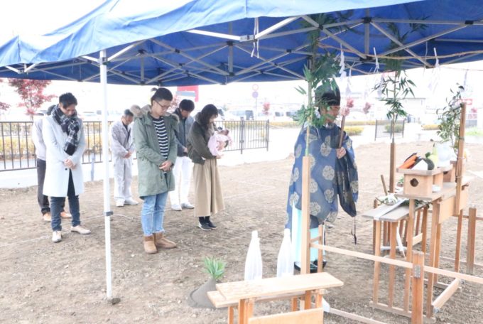 地鎮祭　雨の地鎮祭　雨降って地固まる　シブサワスタイル