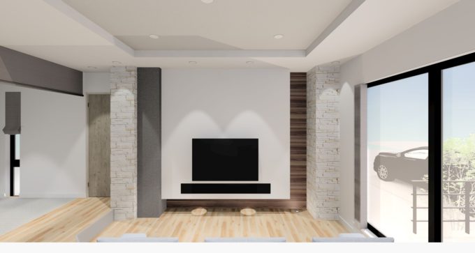 注文住宅　シブサワスタイル　リビング　リゾートモダン　シンプル